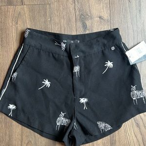 *NEW* Volcom what you need short black white zebras palm tree size XS